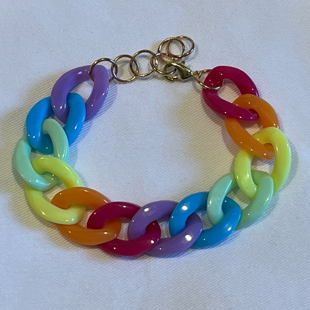 Handmade Rainbow Plastic Chain Link Bracelet